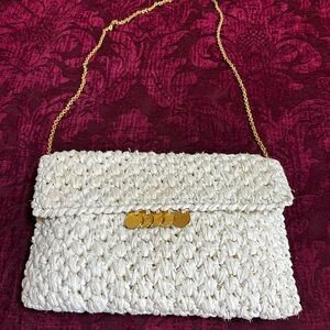 Vintage Rodo Designer Woven Clutch with Gold Accents